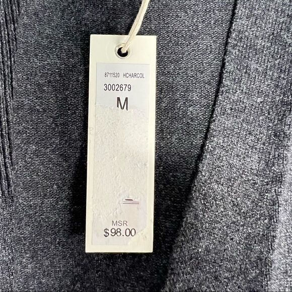 Max Studio Cardigan Grey Safety Pin Front Closure Ruffled Cuffs Medium - Picture 12 of 14